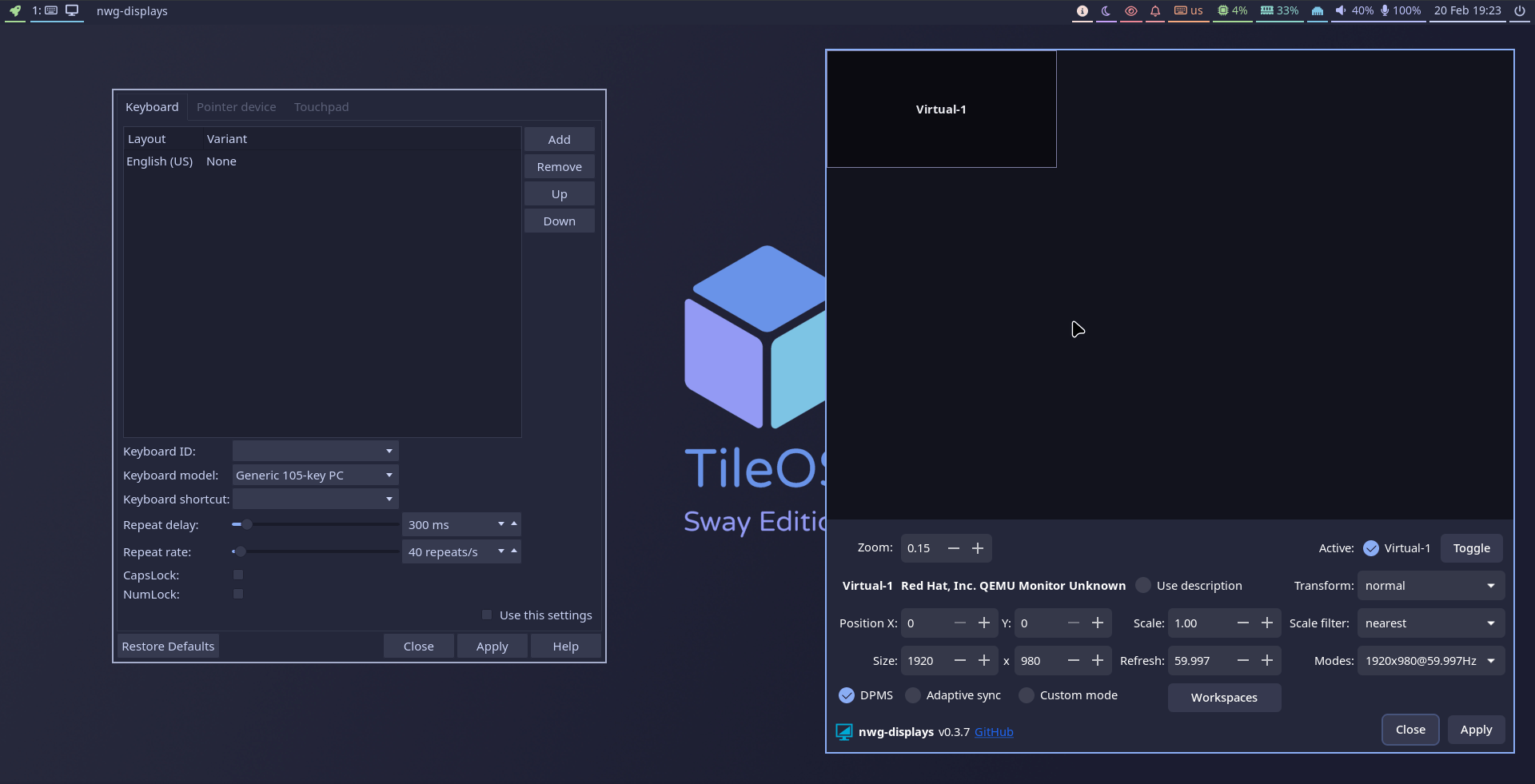 Версия дистрибутива TileOS 2.0 (Sauropod)