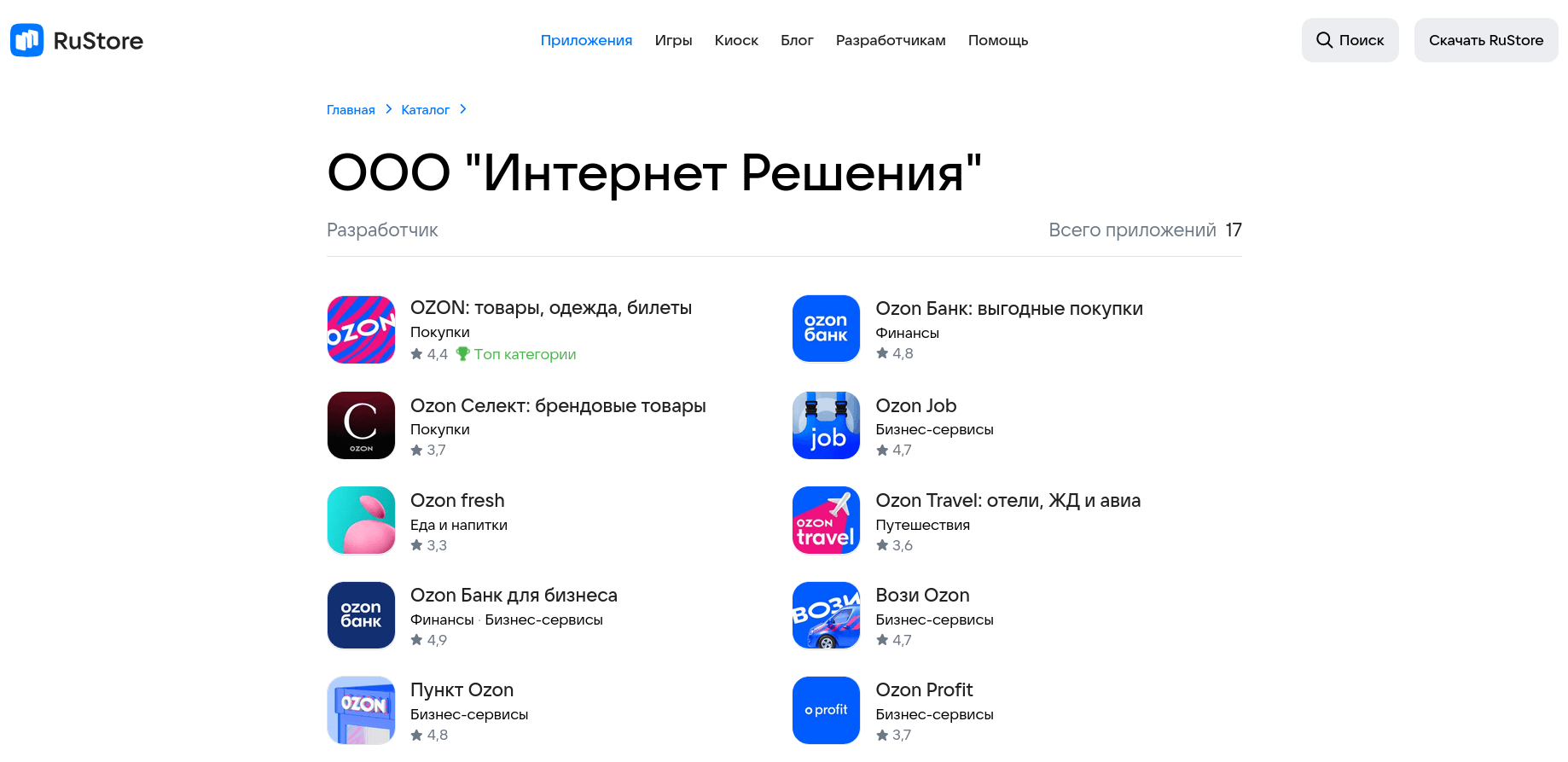 Приложении Ozon, Ozon Fresh, Ozon Travel, «Ozon Селект», Ozon Job и Ozon Seller удалили из Google Play
