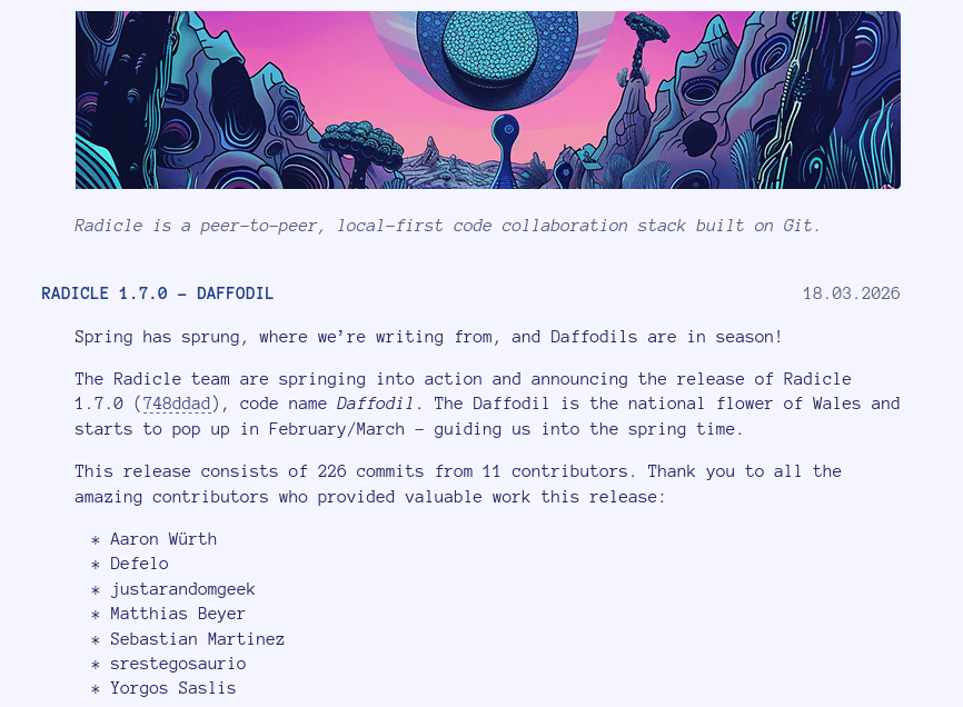 Вышла релиз платформы совместной разработки Radicle 1.7