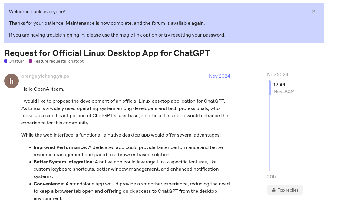 OpenAI выпустила десктопное программа ChatGPT для Linux