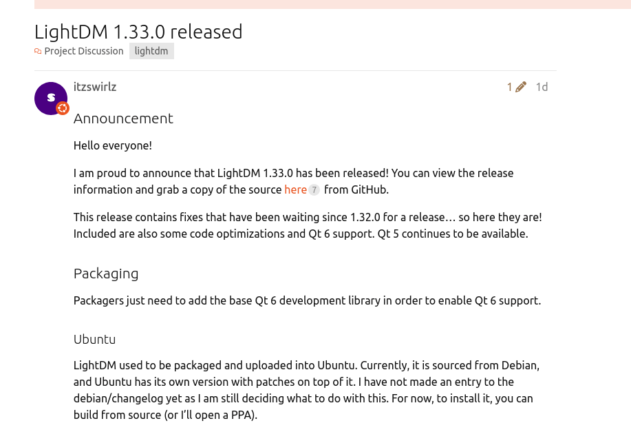 Вышел публичный дисплейный менеджер LightDM 1.33.0