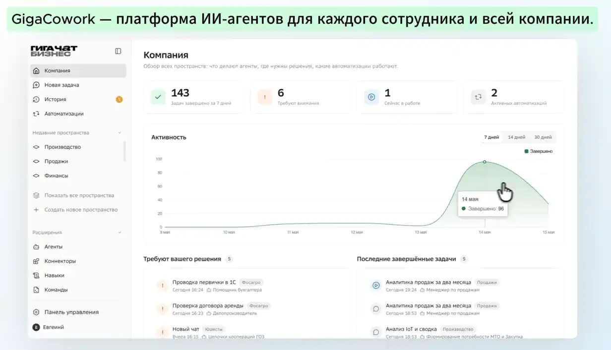 «Сбер» запустил платформу GigaCowork для управления ИИ-агентами в бизнесе без участия разработчиков