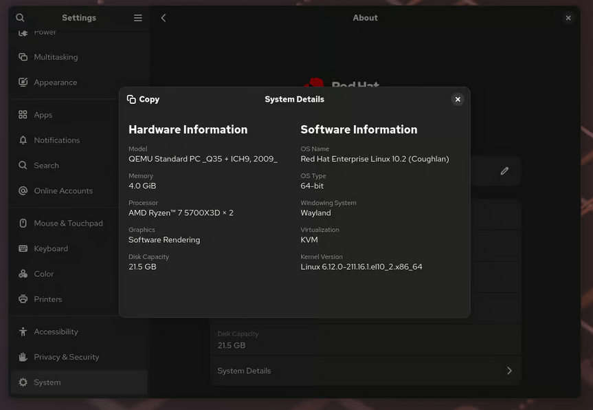 Вышло апдейт Red Hat Enterprise Linux 10.2