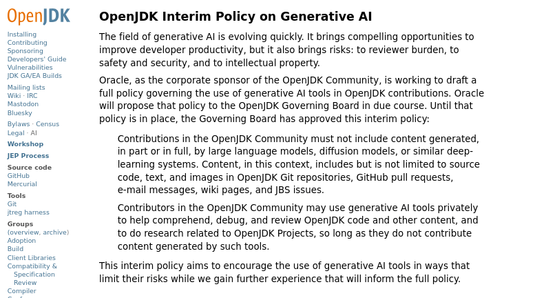 Oracle закрыла приём в публичный инициатива OpenJDK изменений, созданный с помощью ИИ-инструментов