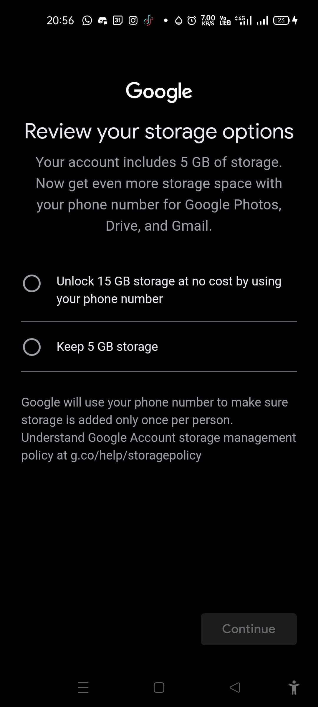 Google начала предлагать 5 ГБ бесплатного хранилища вместо 15 ГБ пользователям, которые не привязали свой номер телефона