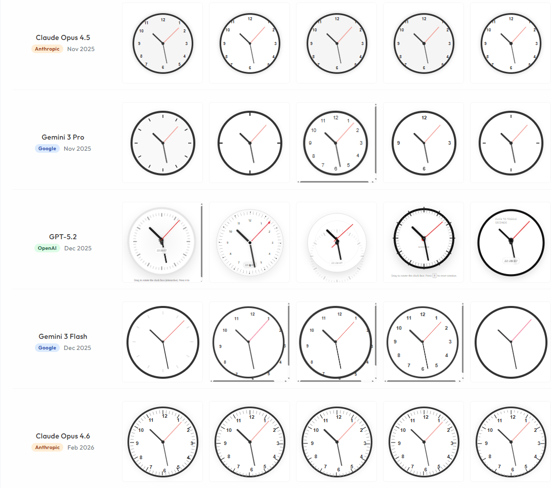 Полгода назад ИИ не мог нарисовать часы. Теперь — 5 из 5 попыток идеальны